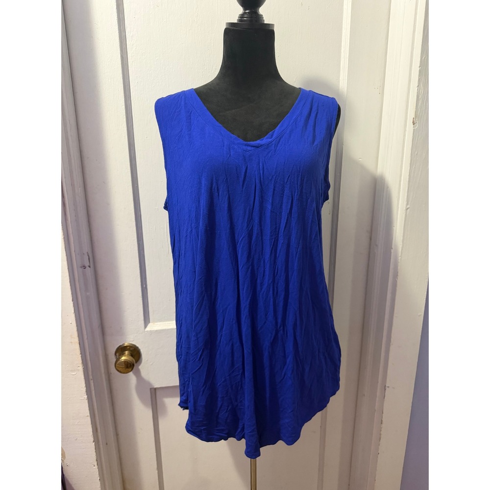 Zenana Royal Blue V-Neck Tank Top Sleeveless Jersey Knit Shirt Plus Size 2X